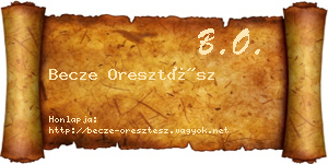 Becze Oresztész névjegykártya